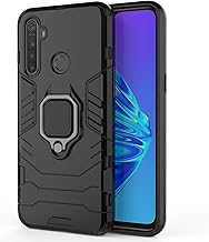 Ethika DESCHE Case for Realme 5 / Realme 5i / Realme 6i / Realme C3 with Ring Shell + Tempered Glass Case Cover for Realme 5 / 5i / 6i / C3 Compatible with Magnetic Car Holder – Black