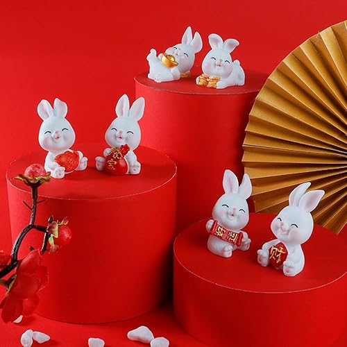Miniatura 3 de Kisangel 12 figuras pequeñas de conejo, estatuas de conejo en miniatura, adornos de conejo de resina para decoración del hogar, decoración de pastel