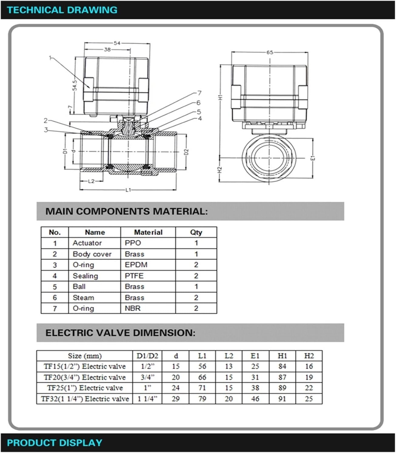 Technical drawing and dimensions for TFM8-B2-C valve