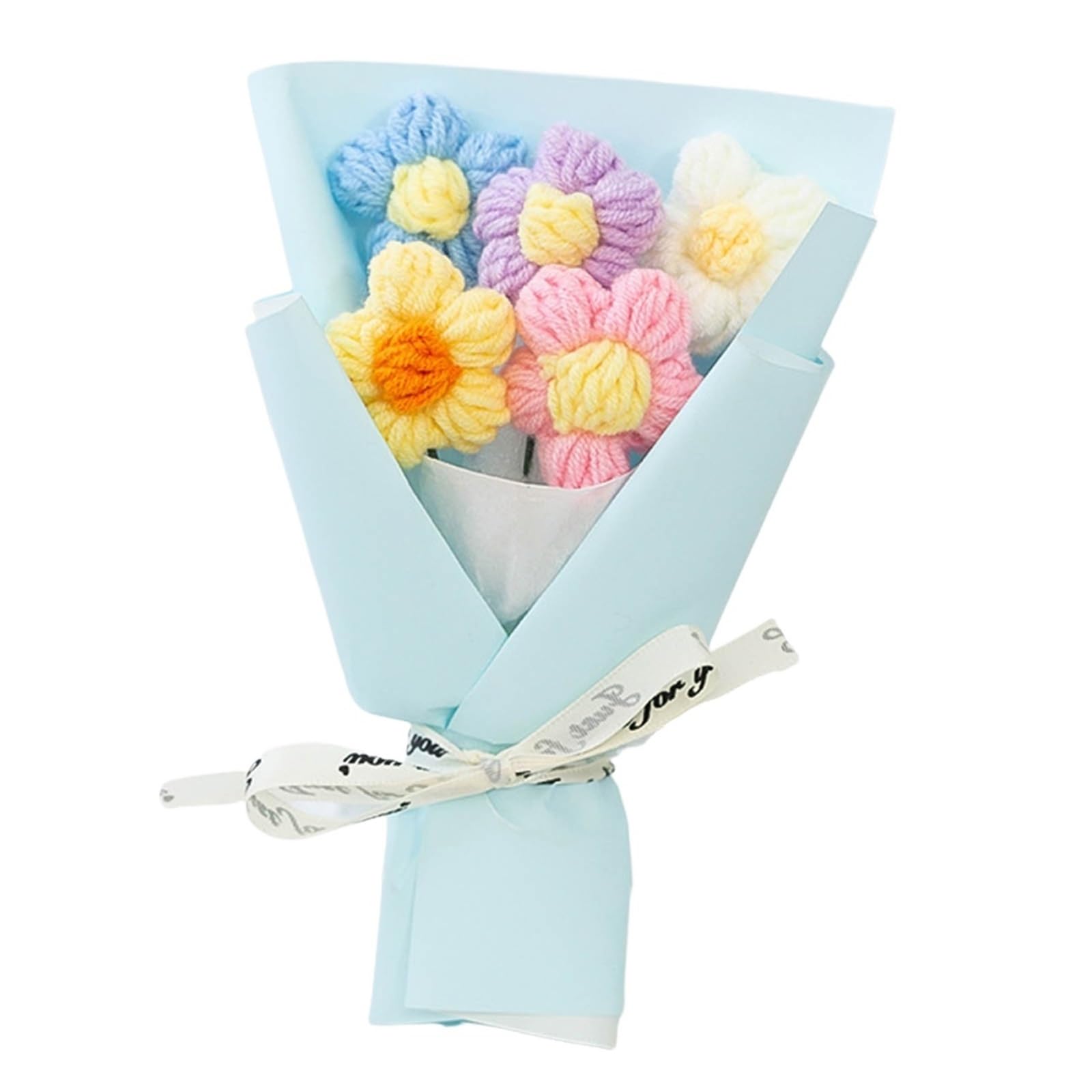 ZHSOAO Hand Woven Flower Bouquet Mini Crochet Yarn For Wedding Party Graduation for Weddings Birthdays(Color1)
