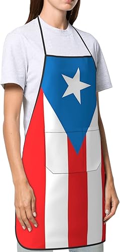 Miniatura 4 de bzaxxqi Aaprones con bandera de Puerto Rico, delantales de Puerto Rico para hombres y mujeres con bolsillos, delantal de chef ajustable para cocinar
