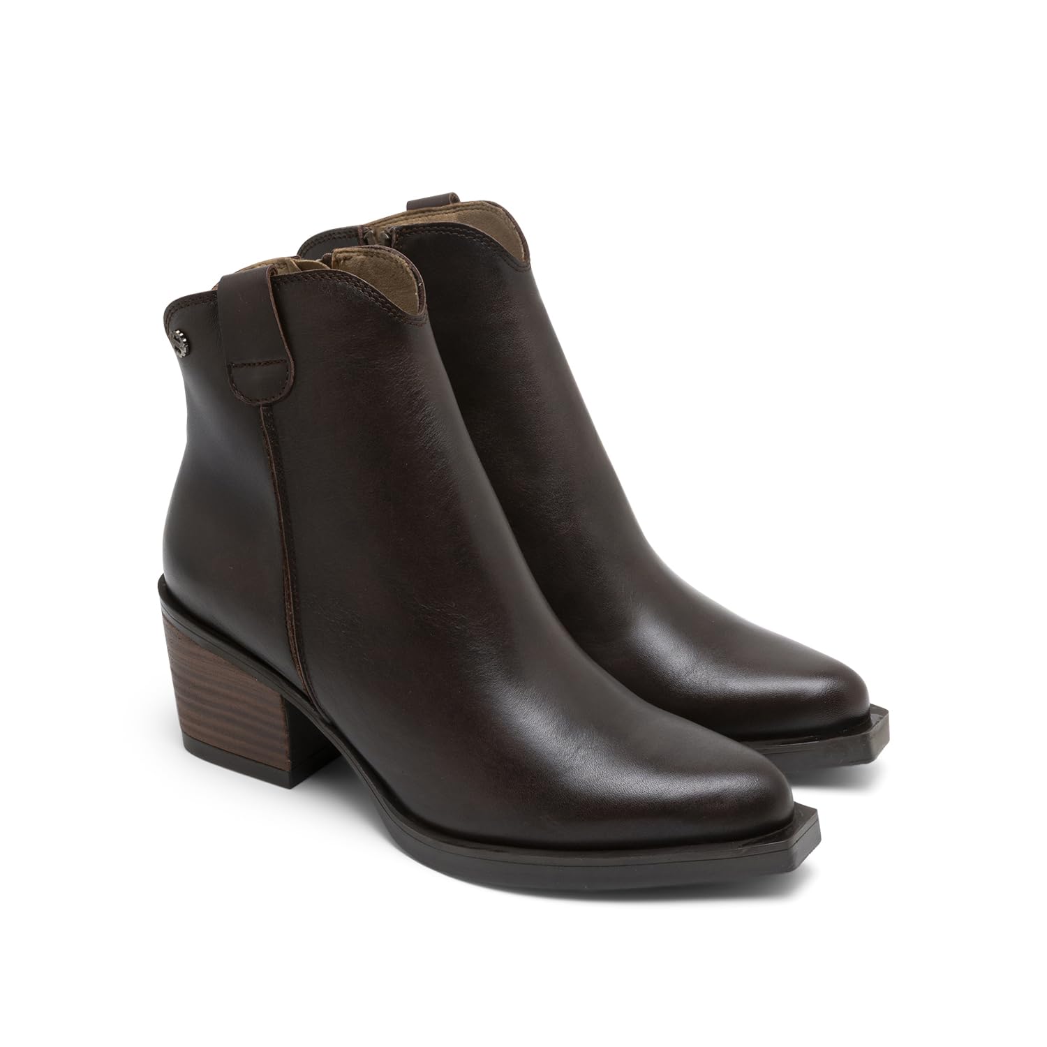 Porronet Botines Cowboy De Piel Moka Con Cremallera Frida