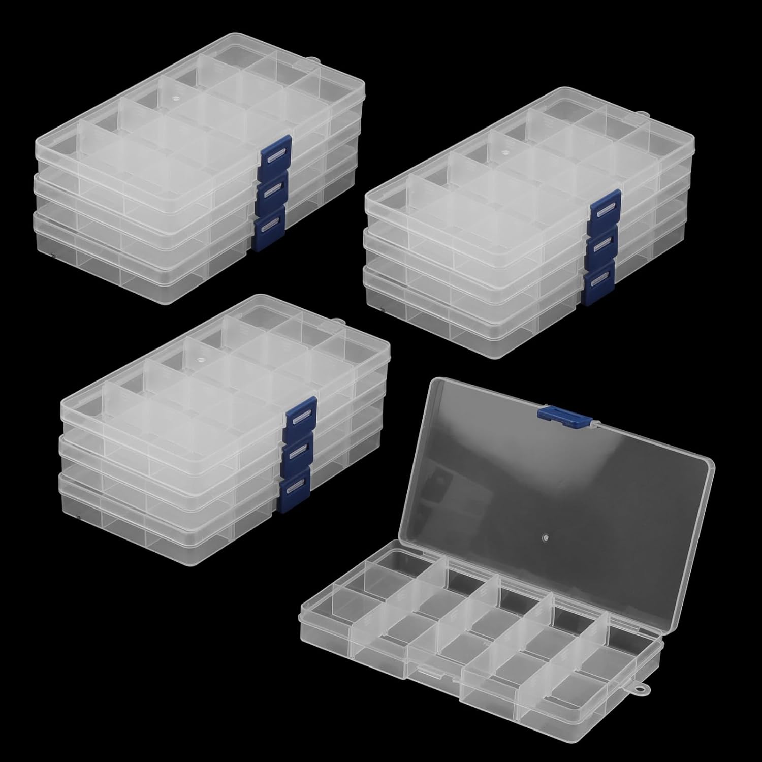 MANCHAP 10 PCS 15 Grids Bead Organiser Storage Box with Adjustable