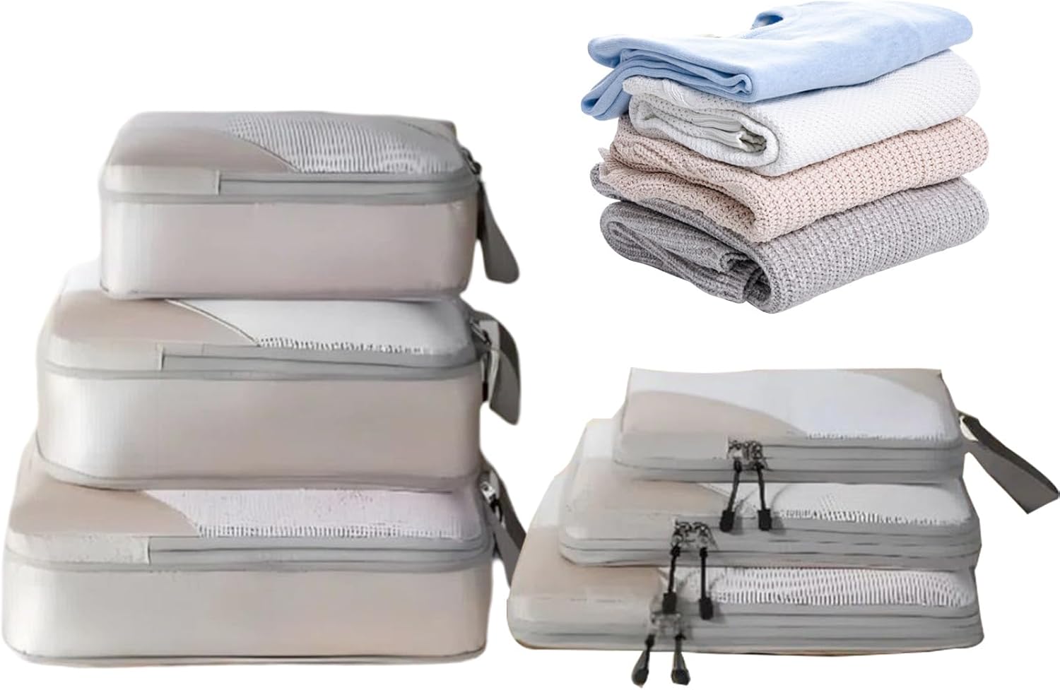 Per Compressione,Cubi Per Imballaggio A Compressione Per Viaggio | 6 Pezzi Organizzatore Per Valigia Vestiti Biancheria Scarpe Articoli Da Toeletta Coperta Trasloco Aereo