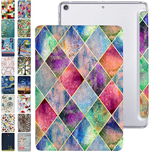 Image of DuraSafe Cases for iPad PRO 12.9 3 [ 3rd Generation 2018 ] A1876 A2014 MTHN2HN /A MTHU2HN /A MTEL2HN /A MTEM2HN /A Trifold Printed PC Lightweight Protective Clear Back Cover - Diamond Grid