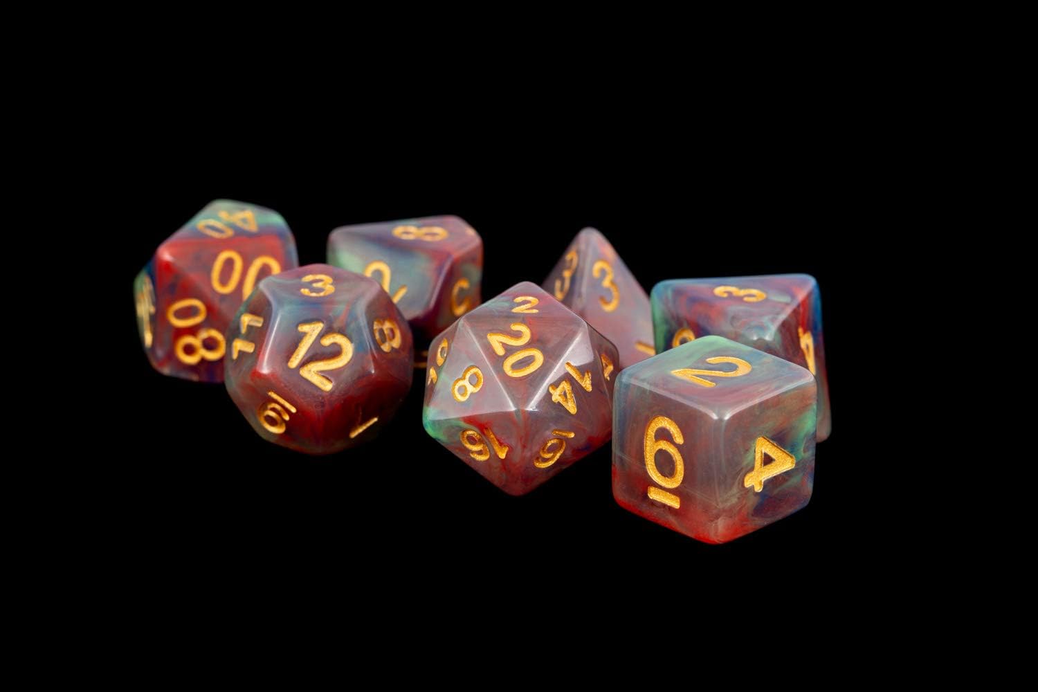 Metallic Dice Games 7-Set: 16mm: Pearl Swirl RDgd