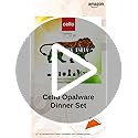 Image of CELLO Tropical Lagoon Dazzle Series Opalware Dinner Set of 27 Pieces For Family of 6 | Bone-Ash Free & Leadfree Opal Glass, Microwave & Dishwasher Safe Plates & Bowls Crockery Set For Dining & Gifting