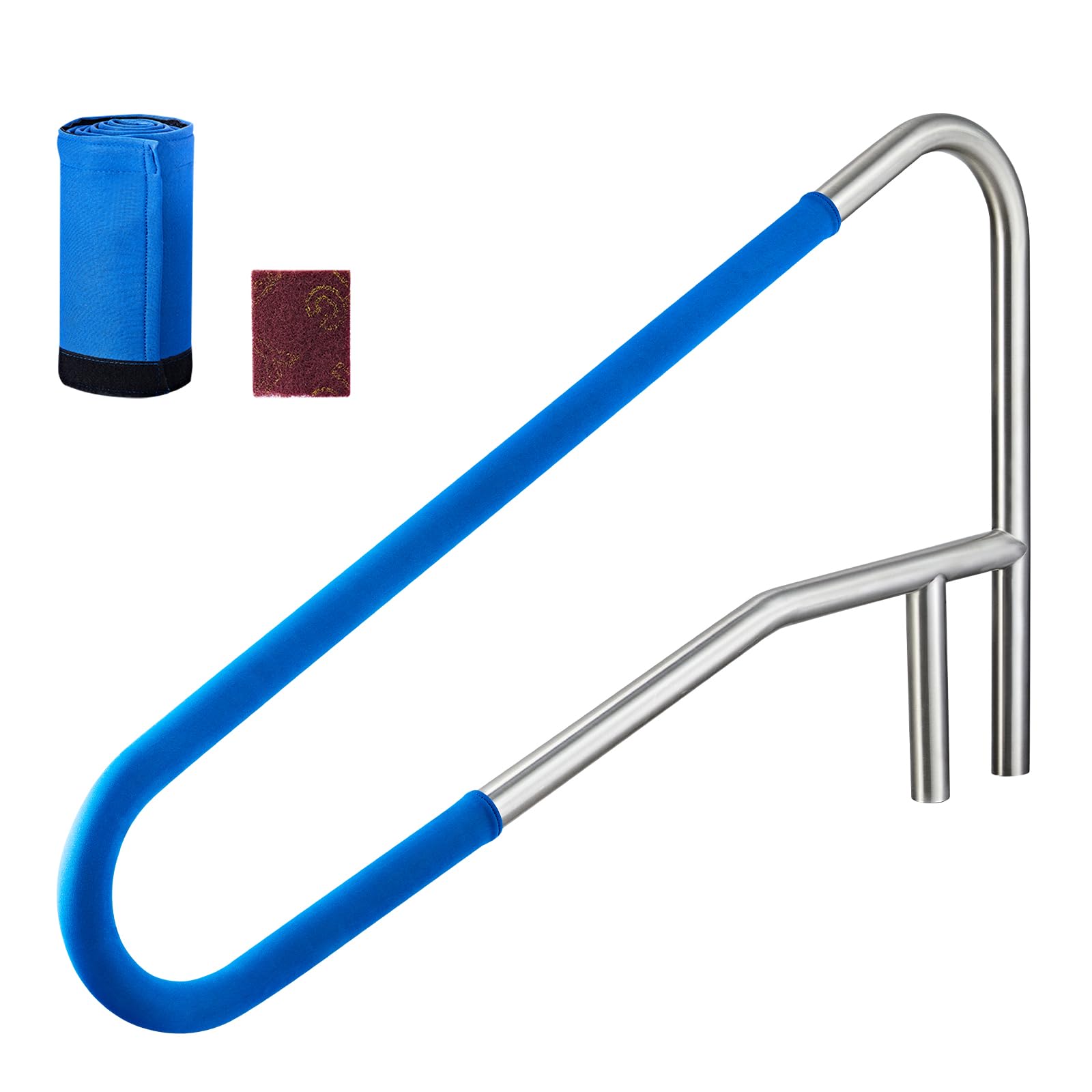 VEVOR Schwimmbad Handlauf, 1371x48x813 mm, 100 kg Tragfähigkeit, Pool Haltegriff aus Edelstahl 304, abnehmbare rutschfeste Hülse, Einbau-/ Bodenmontage, Einstiegshilfe für Poolbereich & Wasserparks