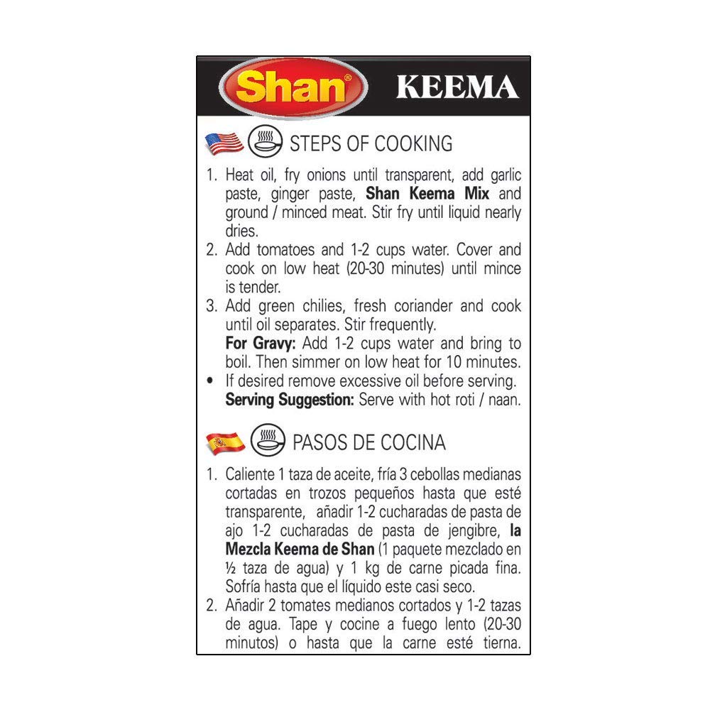 Shan Keema Rezept- und Gewürzmischung, 50 g, für köstliches sautiertes Hackfleisch, geeignet für Vegetarier, luftdichter Beutel in einer Box (24 Stück)