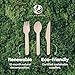 100% Compostable Cutlery Set - 300 Pieces Wooden Compostable Utensils [120 Forks, 90 Knives, 90 Spoons] - Disposable Wooden Cutlery, Eco Friendly Forks And Spoons Disposable Cutlery Set Party Utensils