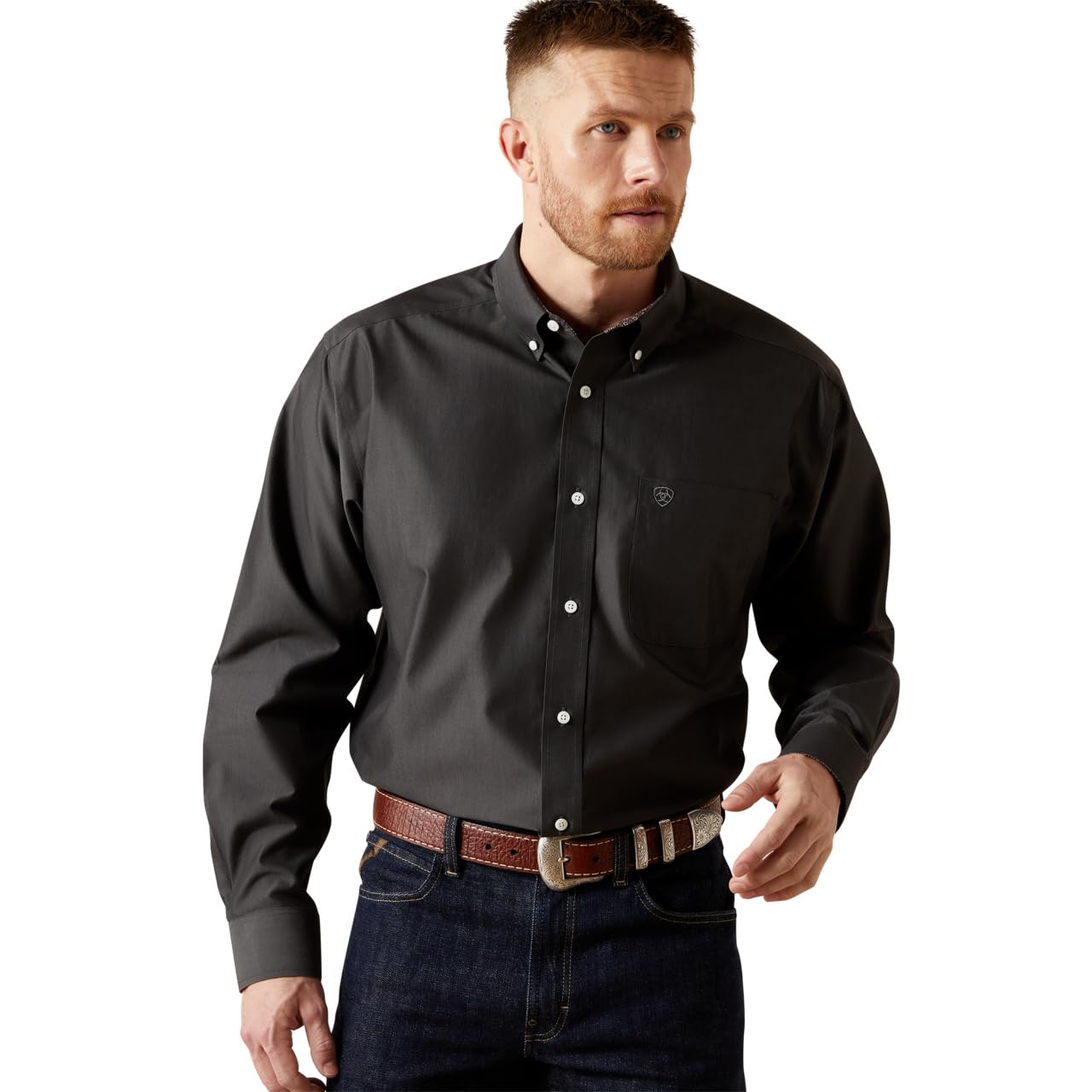 Mens Wrinkle Free Solid Pinpoint Oxford Classic Fit Shirt