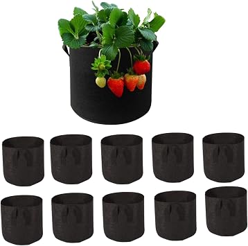 10-Pack 5 Gallon Grow Bags, Fabric Pots Planting Bags with Handles, Heavy Duty Thickened Nonwoven Grow Pots,Come with 10 Pcs Plant Labels