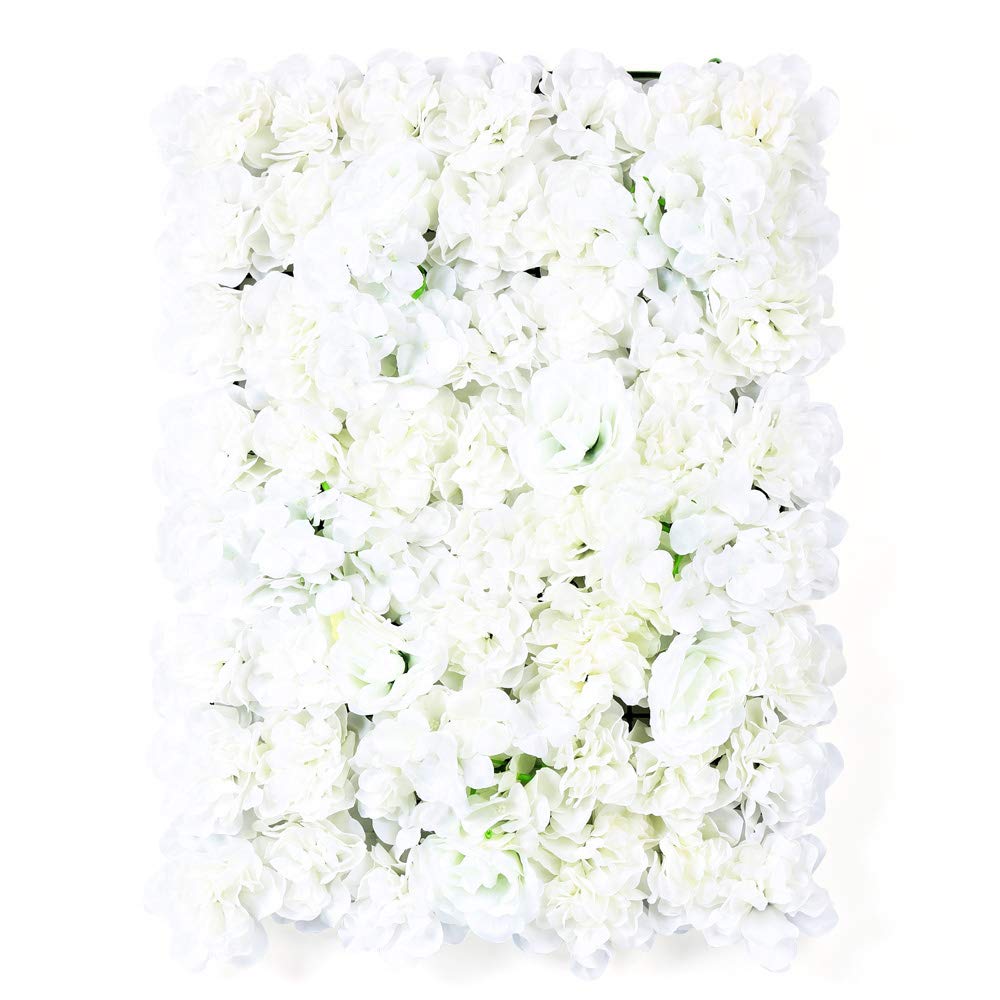 20Pcs KüNstliche Blumen Wand Seidenblume Rosenwand Hintergrund Hochzeit Deco KüNstlich DIY Kunstblumen Fest Geburtstag Hochzeitsfotografie FüR Party Garten Dekor Romantische Paneele Weiß 40*60Cm