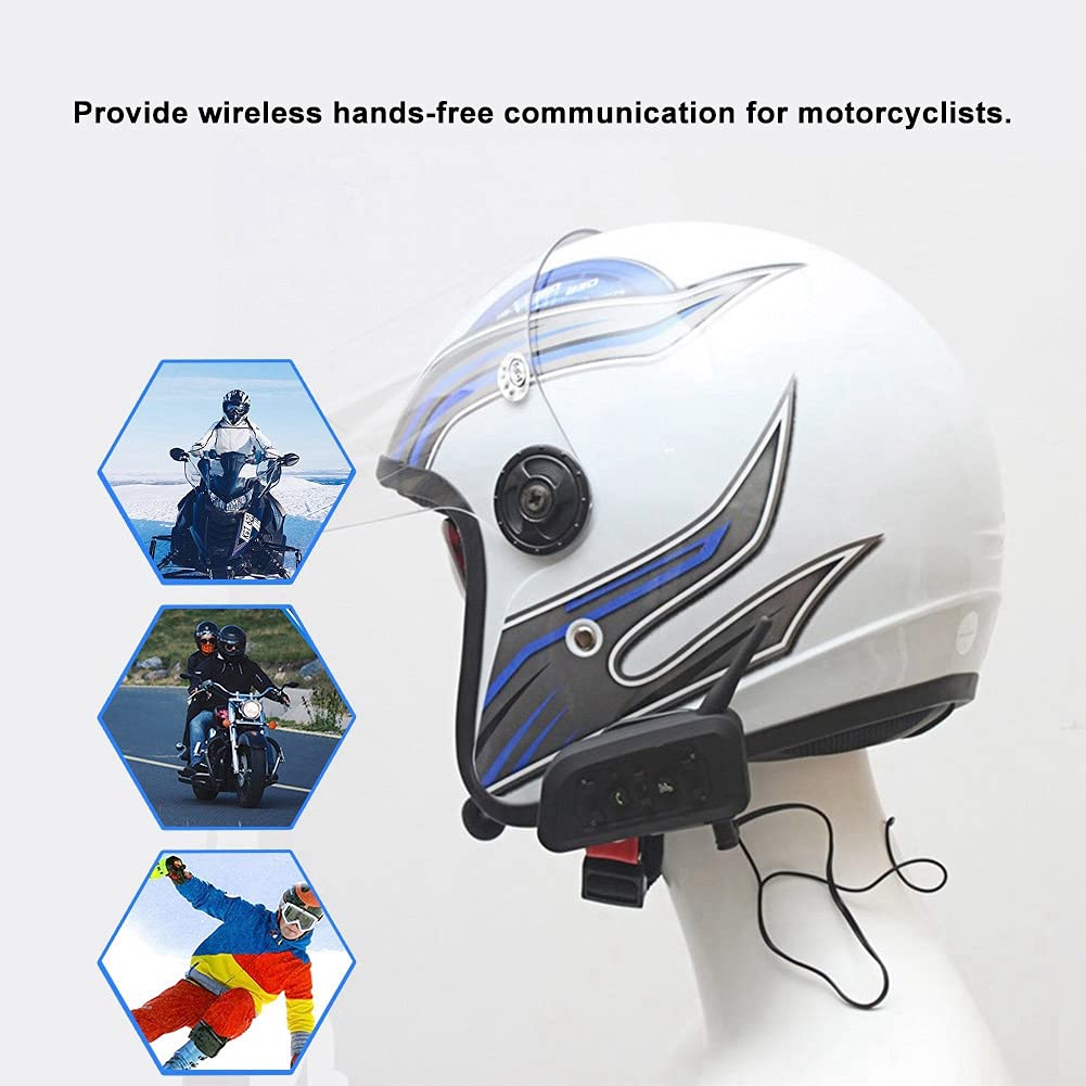 Altoparlante per Casco Moto, V6Plus 1200 Casco Moto Interfono BT Wireless Cuffia Vivavoce per 6 Persone
