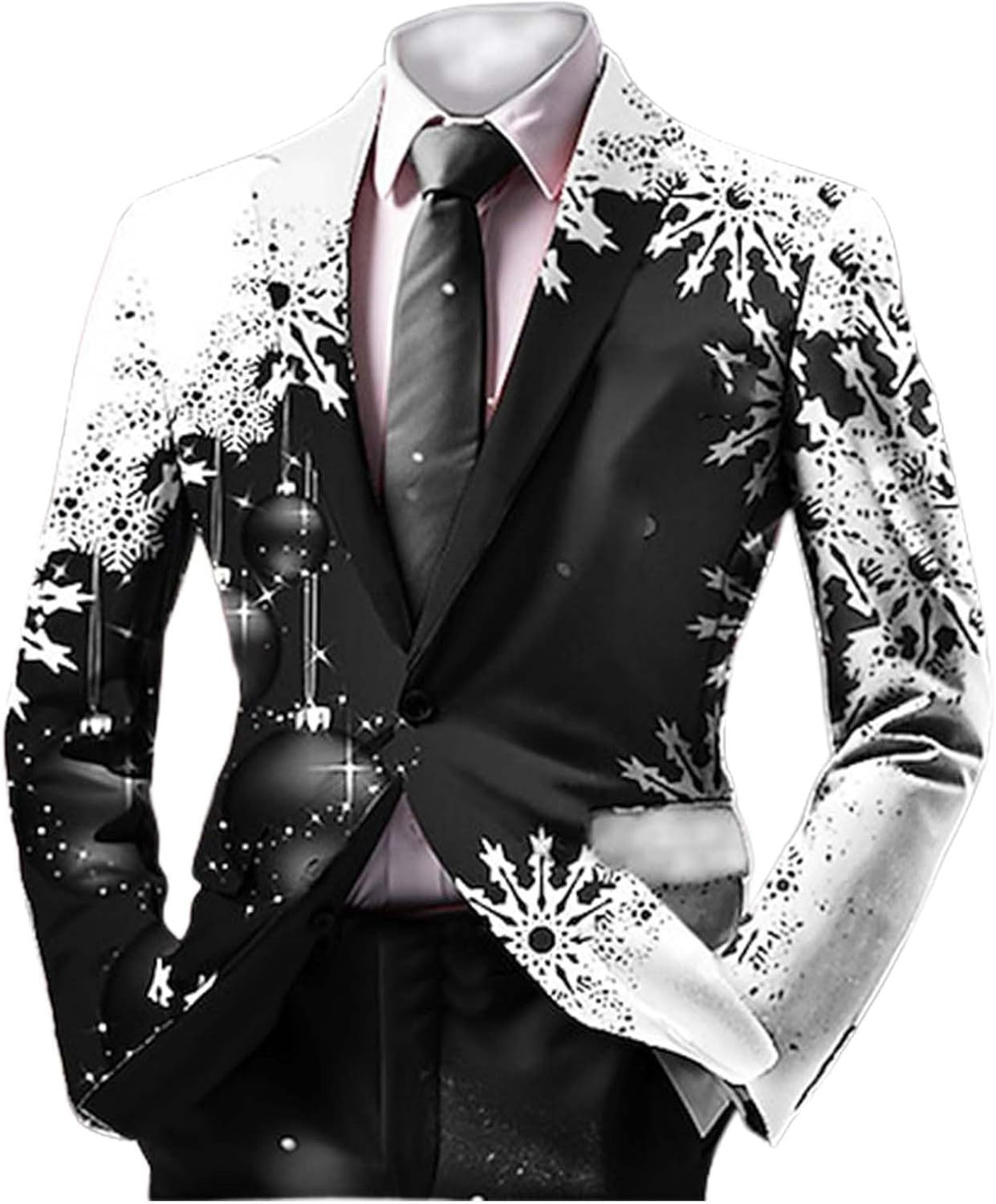 Mens Christmas Suit Jackets Xmas Prints Business Blazers Lapel Down Slim Fit Blazer Jacket for Dinner Party Wedding