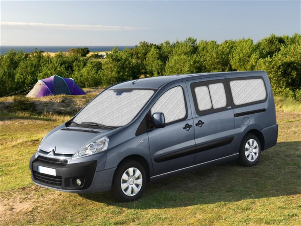 Protector de Parabrisas Compatible con Citroen Jumpy Fiat Scudo Peugeot Expert (LWB) 2007-2016 - Cubierta de Parabrisas de Coche, Parasol Coche Termico, Cubierta de Parasol Interna para Automóvil