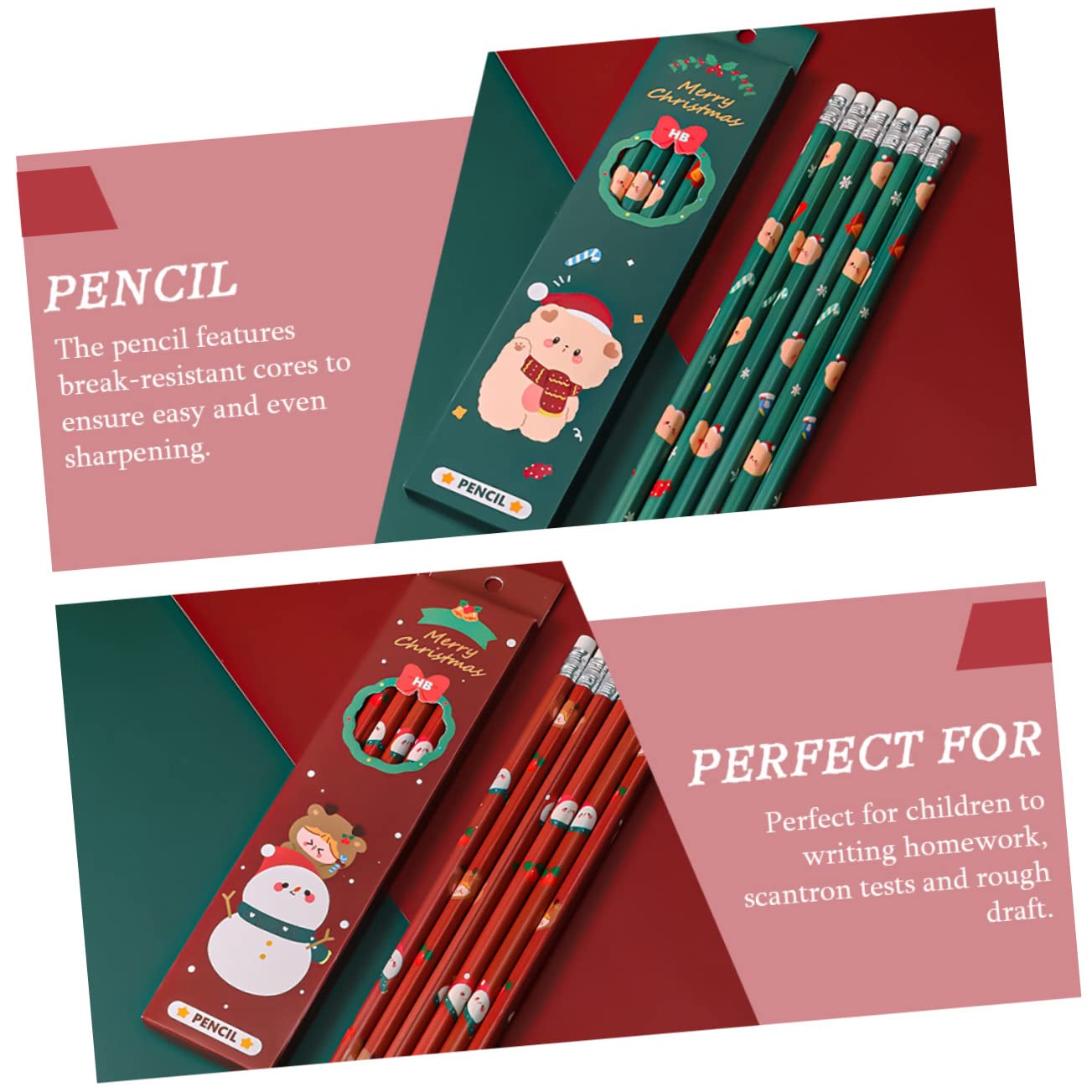 NUOBESTY 5 Ensembles Crayon De Noël Crayons De Ménage Caoutchoucs Quatre Crayon D'école Tableau Taille-crayons Pour L'école Crayons Pour Noël Plus Net Recharge Graphite Pièces * 5