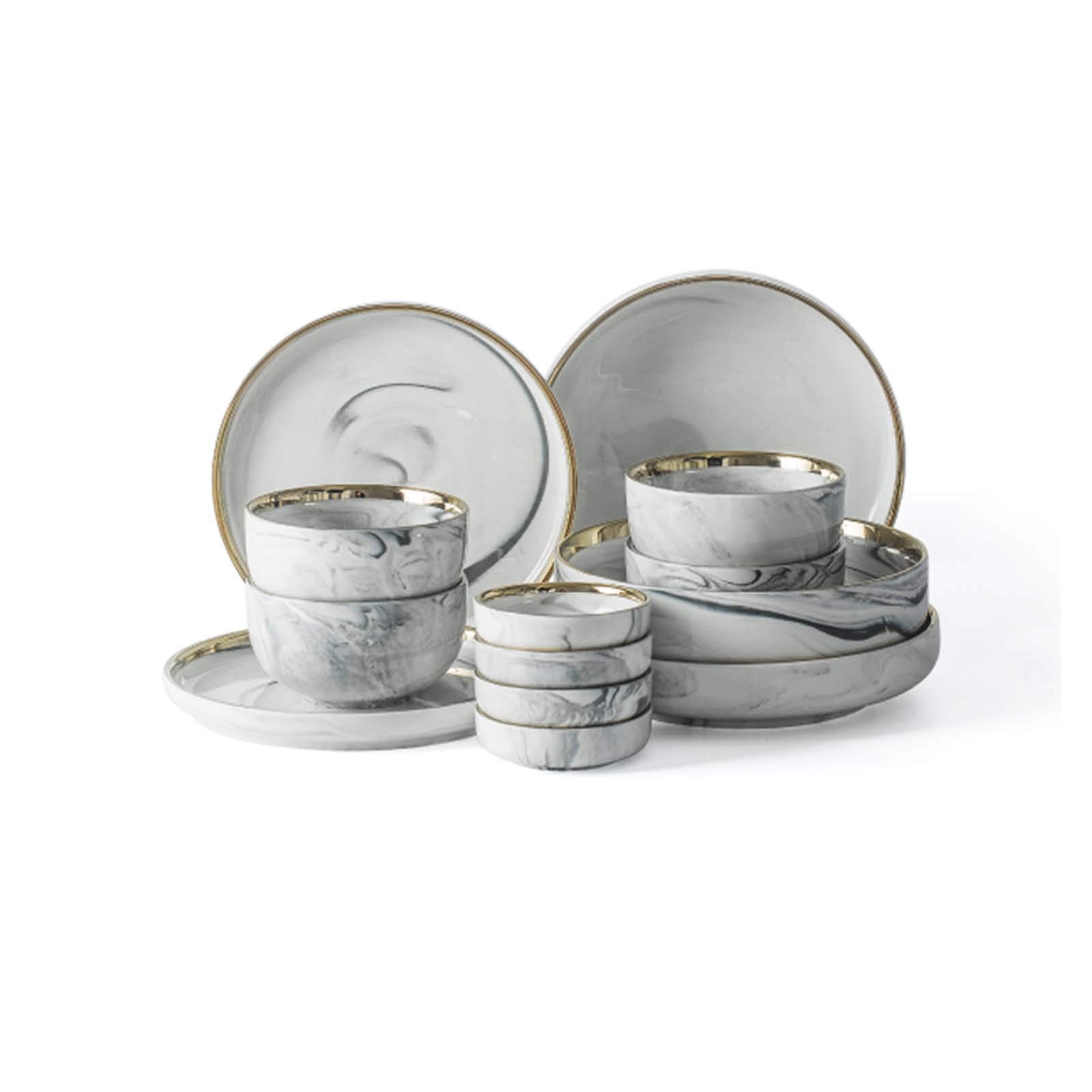 Dinner Sets Ceramic Kitchen Dinnerware Set 2/4/6/8 People Phnom Penh Tableware Combination Sets With Plates, Bowls,Saucers(Size:B)