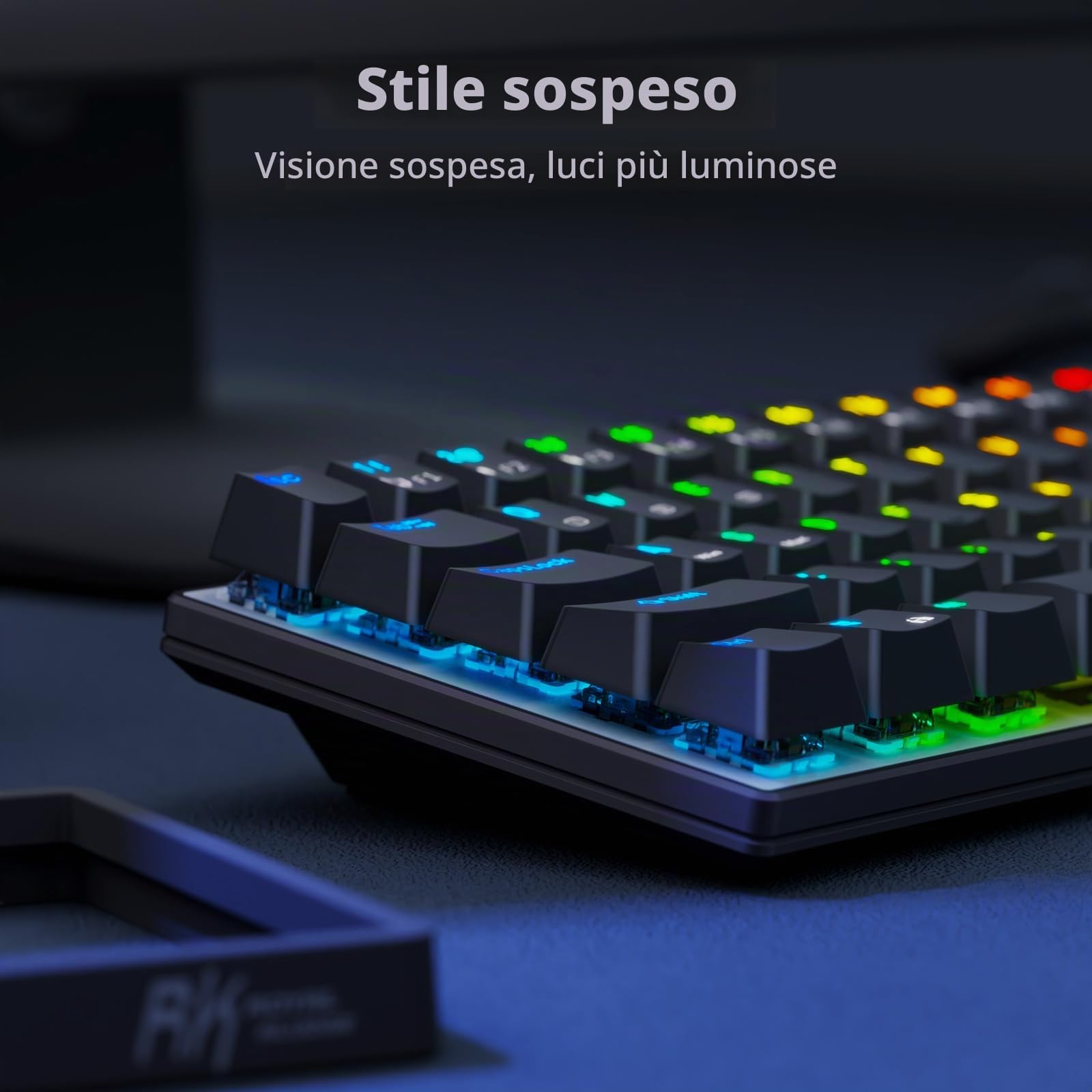 RK ROYAL KLUDGE RK G68 Tastiera Meccanica Wireless Hot Swap 2.4G/Bluetooth/Tastiera da gioco RGB Cablata 65% Layout USA Interruttore Marroni per Win/Mac, Nero