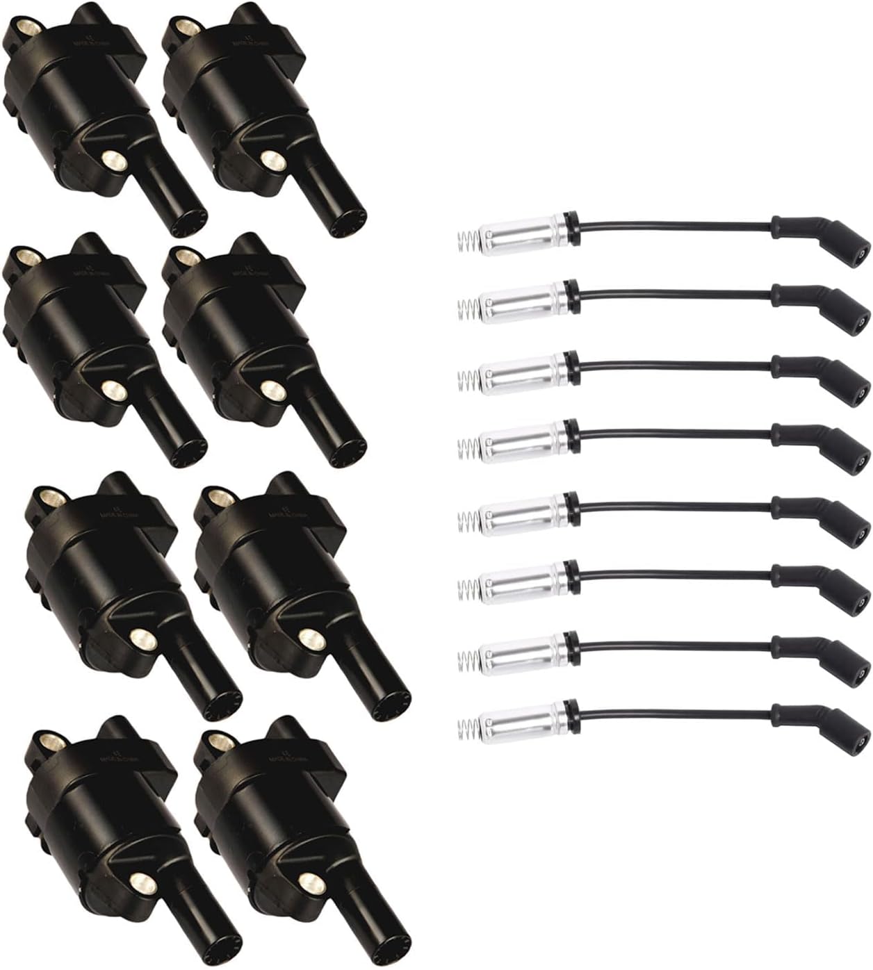 ENA 8 Ignition Coil with Wire Set Compatible with Cadillac Chevrolet GMC CTS Escalade Express Suburban Savanna Colorado Avalanche Canyon Allure Impala Corvette Silverado SS Tahoe Sierra Yukon Envoy
