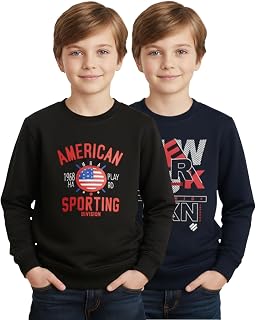 ONN Boys Printed Sweatshirt| Super Soft Cotton | Each Side Pocket|Modern Fit|Pack of 2 Price In India