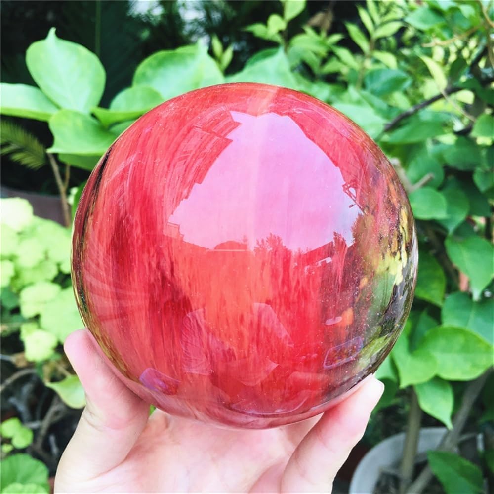 KatLin Natural Red Melting Fossil Crystal Ball Large Crystal Ball Healing Stone Ornaments (Size : 6cm)