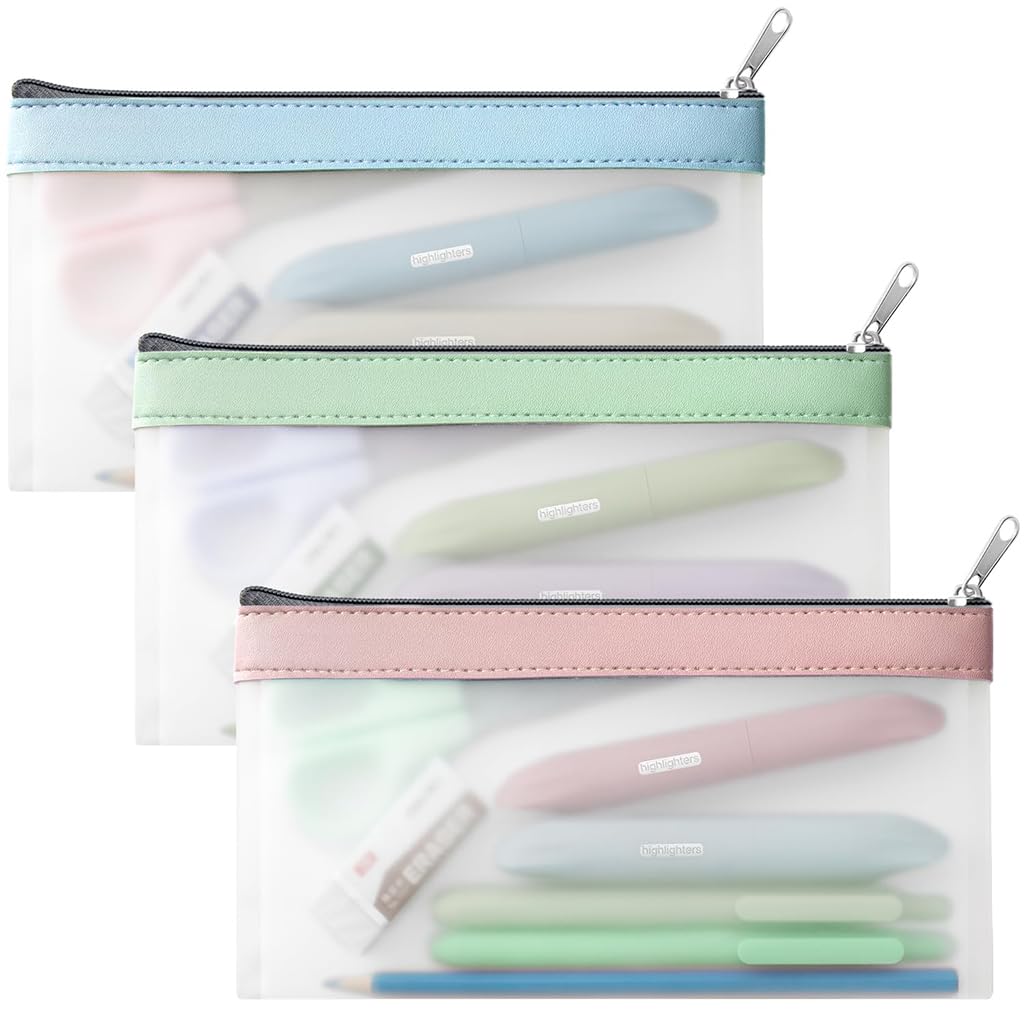 HASTHIP® Pencil Pouches Set of 3Pcs PVC Semi-transparent Matte Pencil Pouches Pencil Case Students Pencil Pouches for School Office Stationeries Storage Pouches Waterproof Utility Pouches, 8.2"x 4.1" (B0D7YP7HMB) Amazon Price History, Amazon Price Tracker