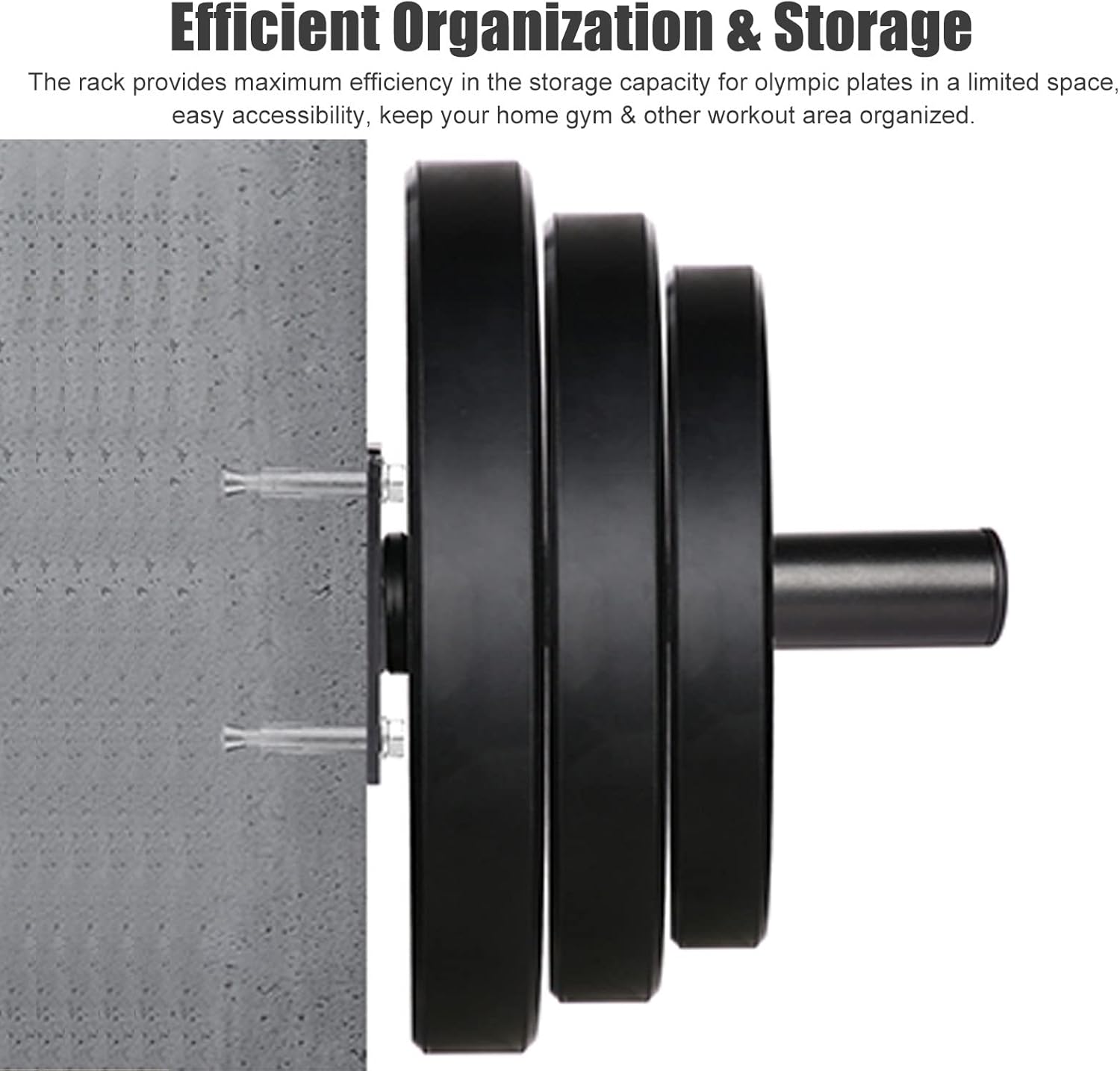 Wall Mounted Weight Plate Holder – 5cm/2inch Small Olympic Weight Plate Storage Rack, Black Barbell Dumbbell Rack Stand with Fittings