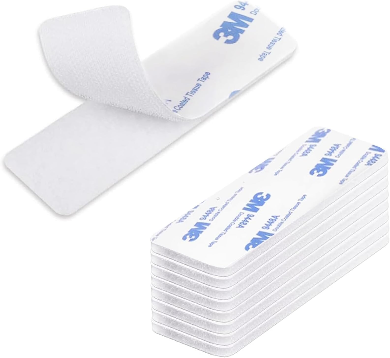 10pcs Hook and Loop Strip Tape, 50x100mm (2" x 4") Self Adhesive Sticky Back Double Sided Tape Heavy Duty Strong Reusable Wall Fastener Tape - White