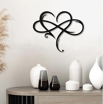 Bisamu Infinity Heart Metal Wall Decor, Heart Metal Wall Art, Metal Infinity Heart sign, Metal Heart Wall Decor, Love Art, Gift for Lover 24"X 24" / 60 X 60cm