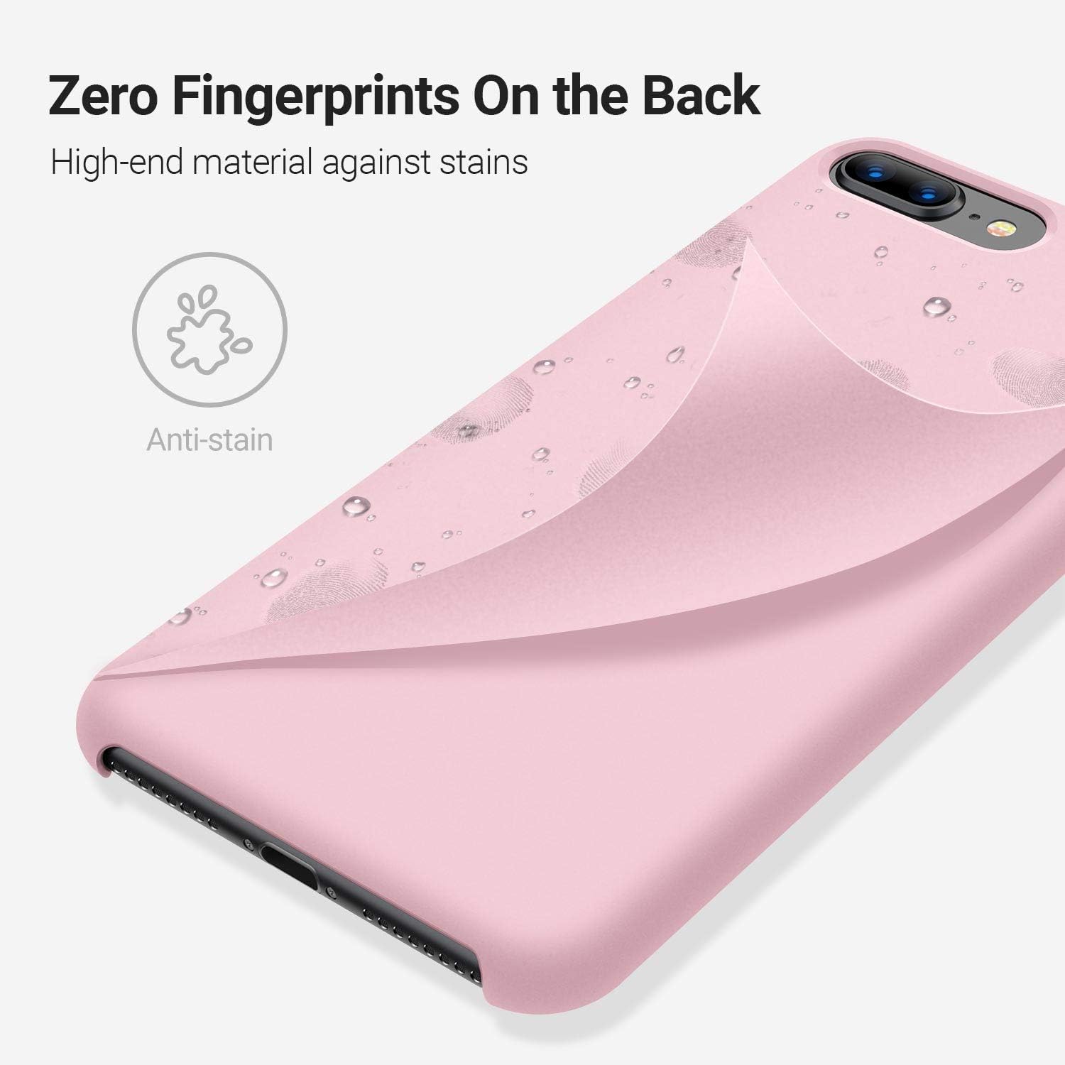 TORRAS Love Series iPhone 8 Plus Case/iPhone 7 Plus Case, Liquid Silicone Gel Rubber Case with Soft Microfiber Cloth Lining Cushion Compatible with iPhone 8 Plus/iPhone 7 Plus, Pink