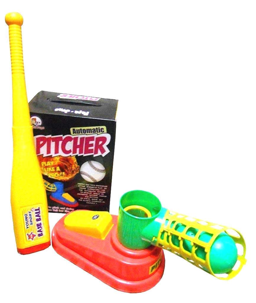 MANAV® Automatic Pitcher Play Baseball Game, Unbreakable Body, Includes 1 bat, 3 Balls, Pitcher