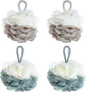 ボディスポンジ 泡立てネット ボディ用 4 個入 風呂 泡立てネット ふわふわ 超柔軟 肌に優しい 花形 シャボンボール 背中も洗える バス用品 男女兼用