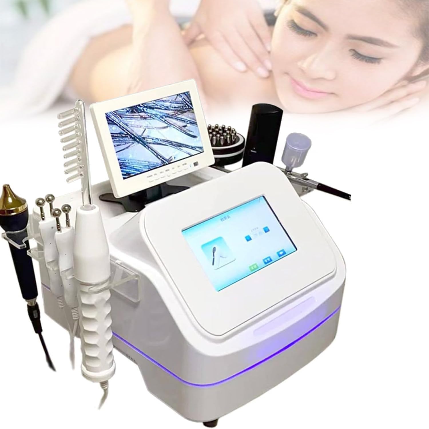 Hoofdhuiddetector Met 7-Inch HD Lcd-Scherm, Multifunctionele Oplaadbare Digitale Haar- En Huidanalysator, Microscoopvergroter,7-in-1 Hoofdmanager Voor Spa,Salon of Schoonheidssalon