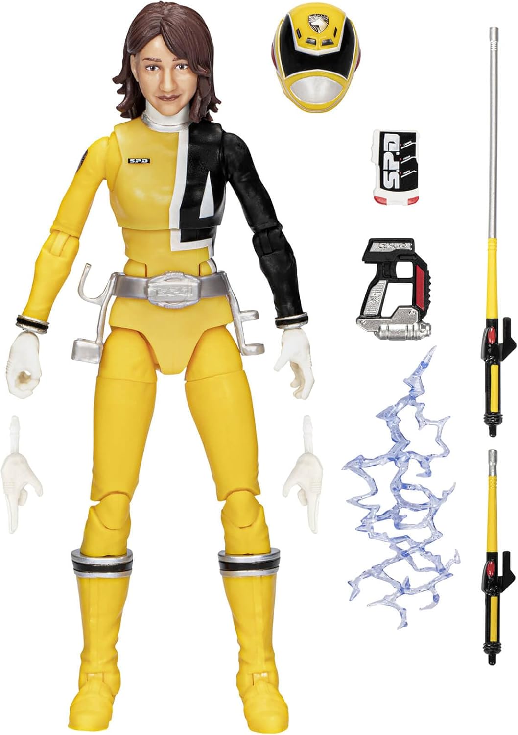 Power Rangers Lightning Collection S.P.D. Yellow Ranger 6-Inch Premium Collectible Action Figure Toy with Accessories, Kids Ages 4 and Up