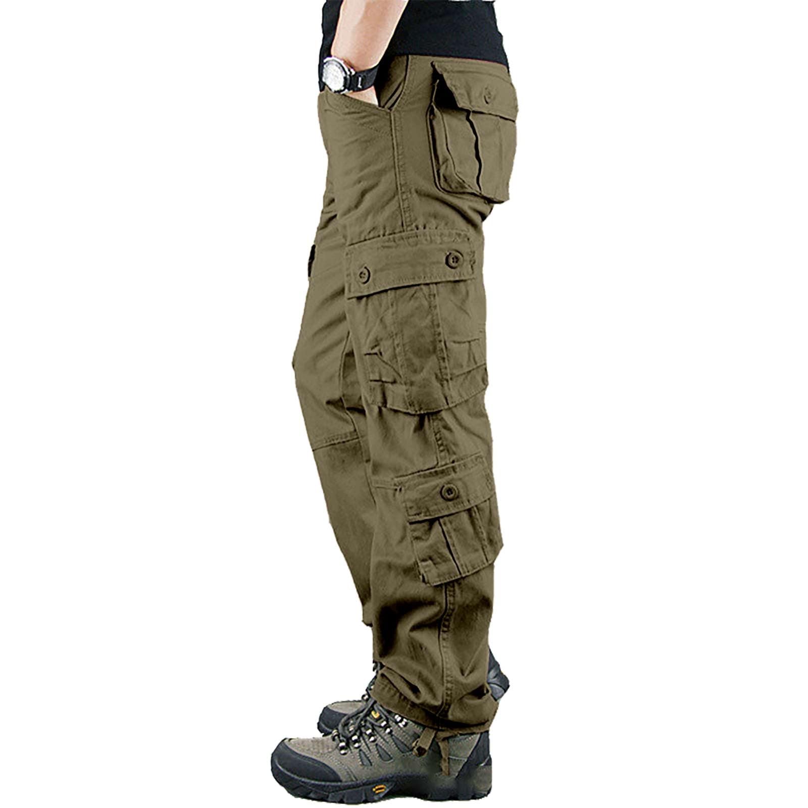 Pantalones cargo tácticos clásicos para hombre - Pantalones de exterior para hombre, tallas grandes, pantalones de trabajo, ajuste relajado, pantalones de senderismo con muchos bolsillos, pantalones