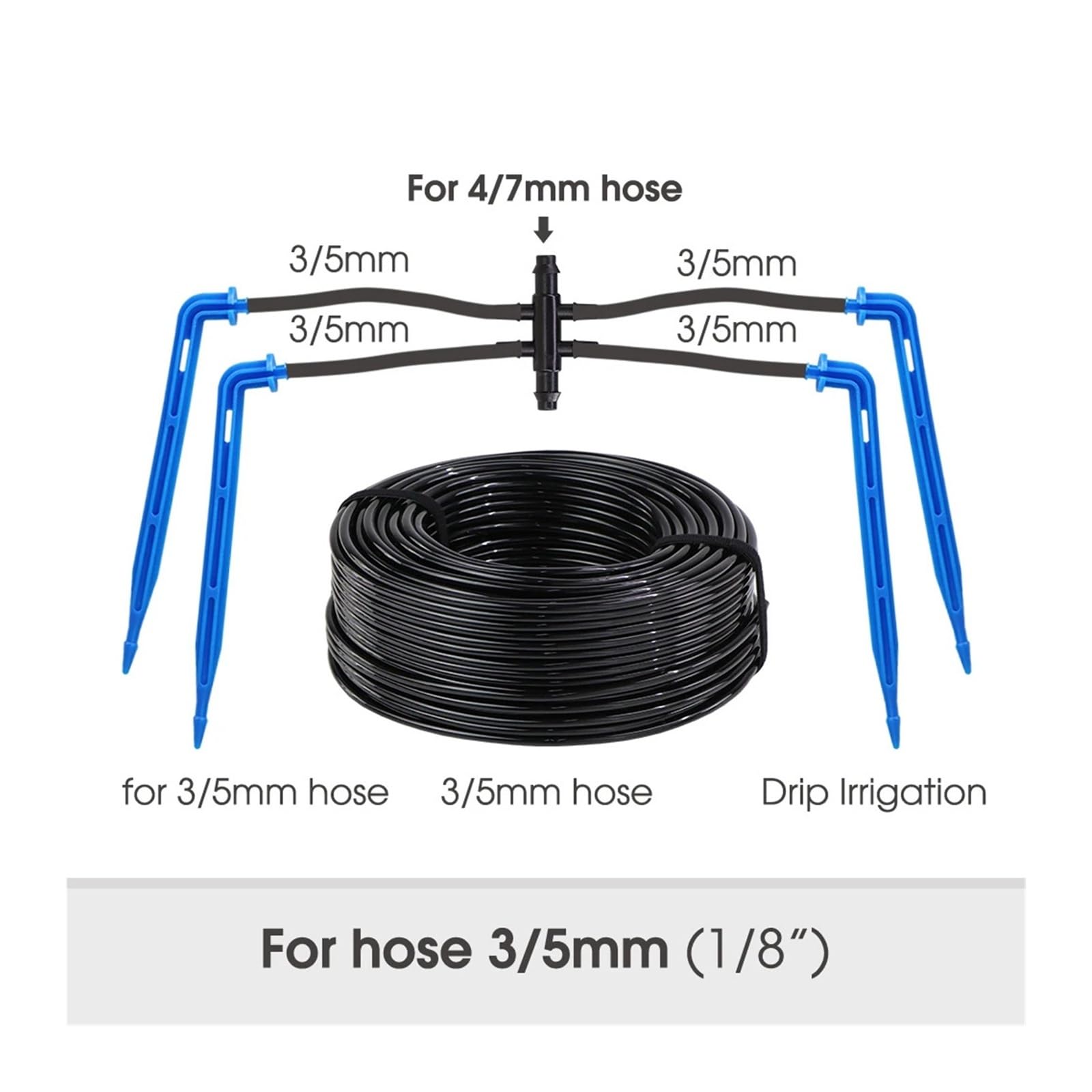 Kit Riego por Goteo 100-10M 4/2 Vías 8L for Plantas en Maceta | Sistema de riego por goteo con gotero for riego de plantas en maceta.(Ax10m kit)