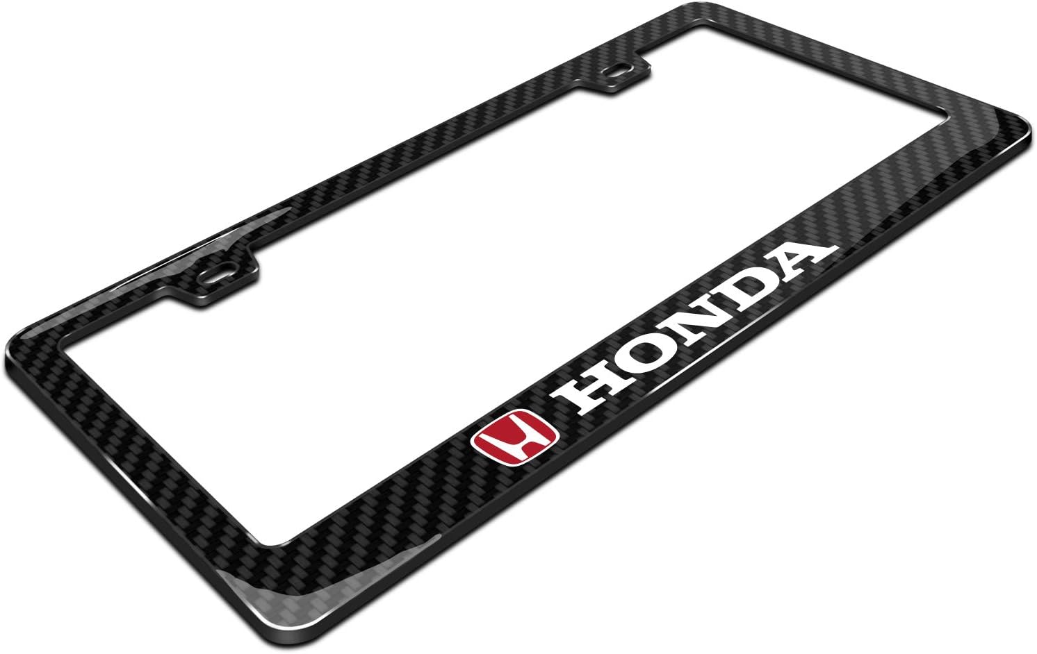 iPick Image for Honda Logo in Red Black Real Carbon Fiber Finish ABS Plastic License Plate Frame
