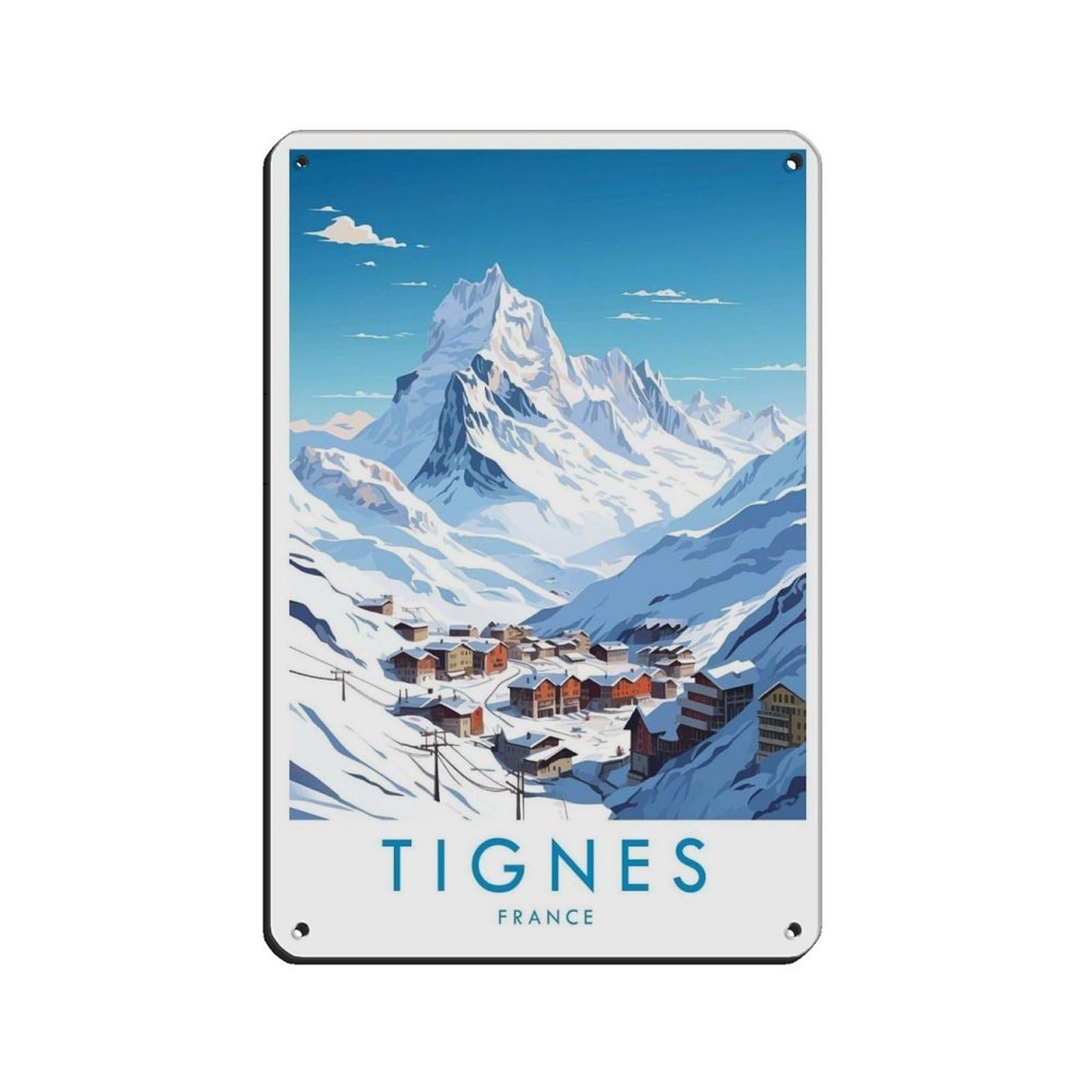 Tignes Travel Poster, France, Travel Decor (2) Tin Sign Vintage Metal Pub Club Cafe Bar Home Wall Art Decoration Poster Retro 8x12inch(20x30cm)