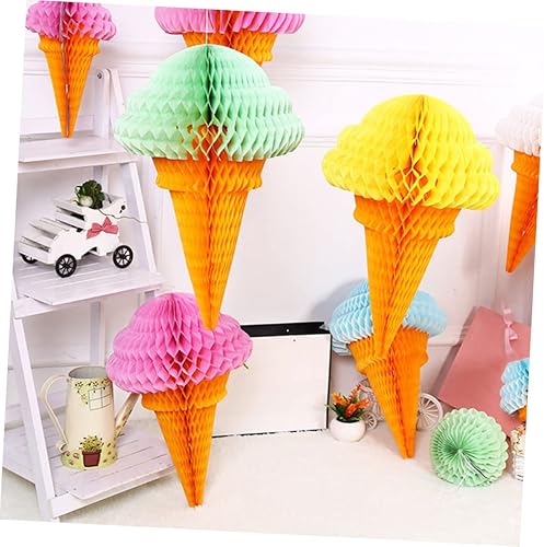 Miniatura 5 de EXCEART 4pcs Bola Decorativa Helado Fiesta Colgante Papel de Seda Panal Decorativo Foto Accesorios de Foto Hecho a Mano Bola de Papel de Seda Helado