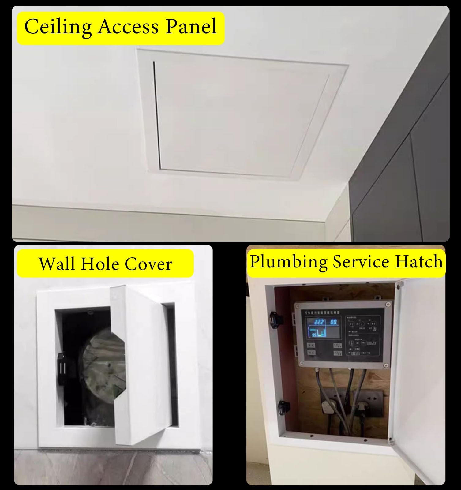 Panel de acceso para techo/pared, 25,4 x 25,4 cm, cubierta de escotilla de inspección de ático para fontanería, medidor de ventilación, caja de acceso, placa de puerta de acceso personalizable para un