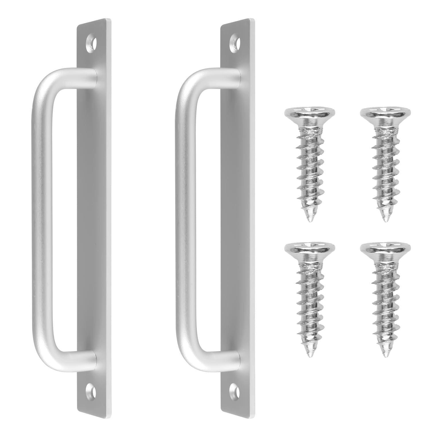 Bojueshaw Silver 2Pcs Sliver Door Handles,Shed Door Handles,Stainless Steel Door Pull Handles,For Kitchen Cupboard Cabinet Wardrobe Barn Shed