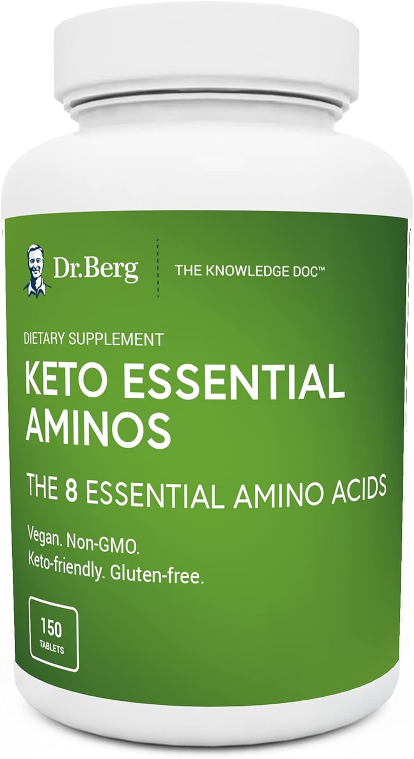 Dr. Berg's Keto Essential Aminos - Contains 8 Essentials Amino Acids -Keto Friendly & Rich in Protein Vegan Tablets - Workout & Muscle Recovery Energy Supplements - Support Healthy Hormones -150 Tabs : Health & Household