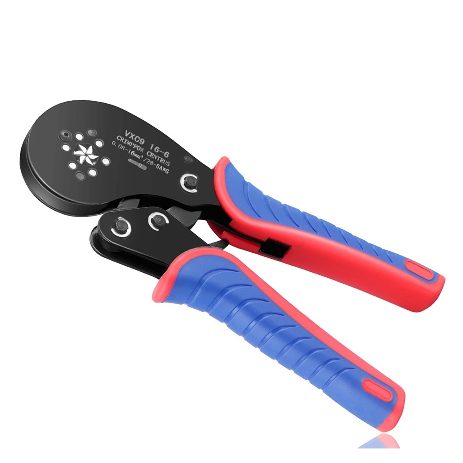 VXC9 16-6 Pinza A Crimpare Esagonale, Cricchetto E Set Di Pinze A Autoregolabili 0,08-16 Mm² 28-5 AWG For Terminali Tubolari Crimpatura Precisa(VXC9 16-6 Red)