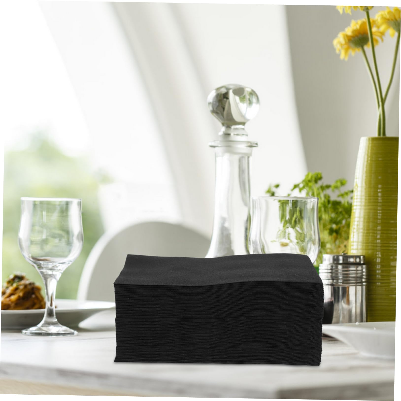 Didiseaon Servilletas Desechables Suaves y Plegables de Pulpa de Madera 50 Negras Decoración de Mesa para Hoteles y Fiestas