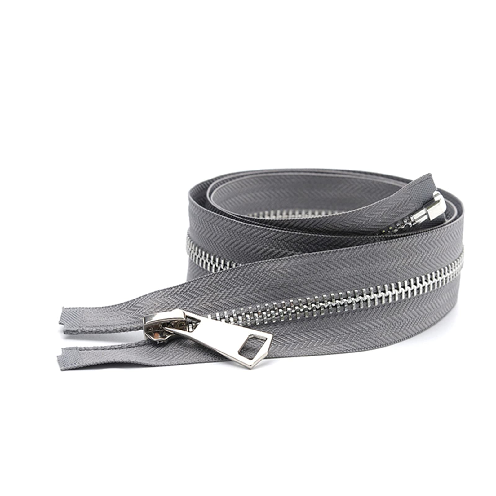 5# Metal Zipper 85 cm Open-end Zip for Clothing Down Jacket Clothes Zips Clasp DIY Sewing Accessories, Gray, 85cm