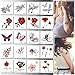 Temporary Tattoos for Women, 20PCS Small Tattoo Sticker Fake Tattoo Flower Tattoos, Rose, Animals, Flowers and Butterfly, Easy to Apply and Long Lasting for Women Girls and Boys