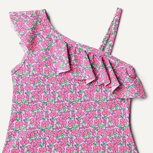 Image of Amazon Essentials Girls and Toddlers' Asymmetric Frill One-Piece Swimsuit