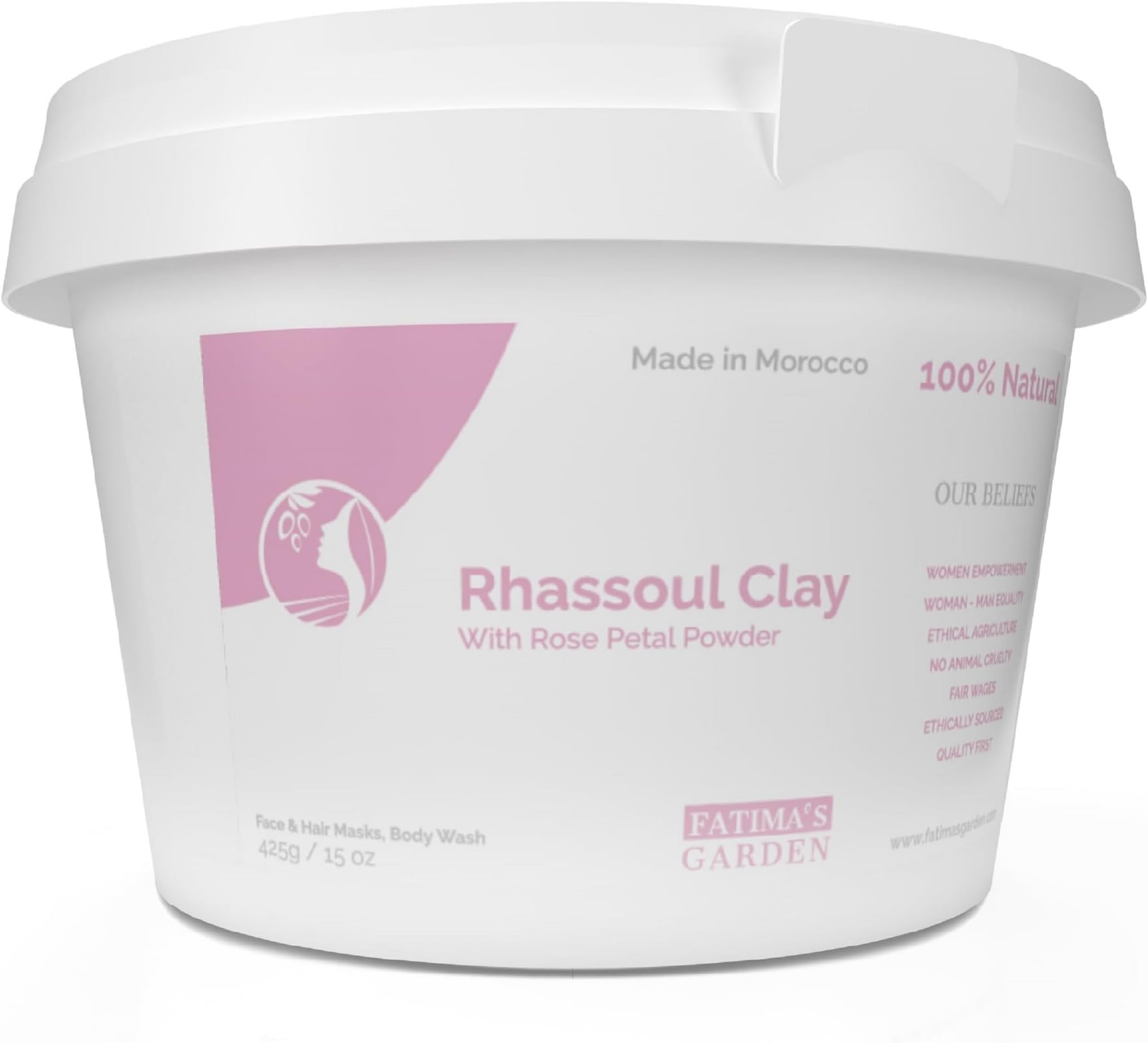 Rhassoul with Rose Petals - Soothing Face & Hair Mask, 425g
