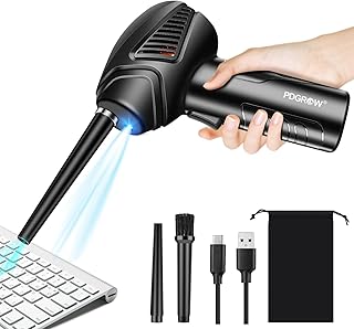 Cordless Electric Air Duster, PDGROW Compressed Air Cleaner for PC Keyboard Cleaner with LED Lighting, Powerful 40000 RPM,...